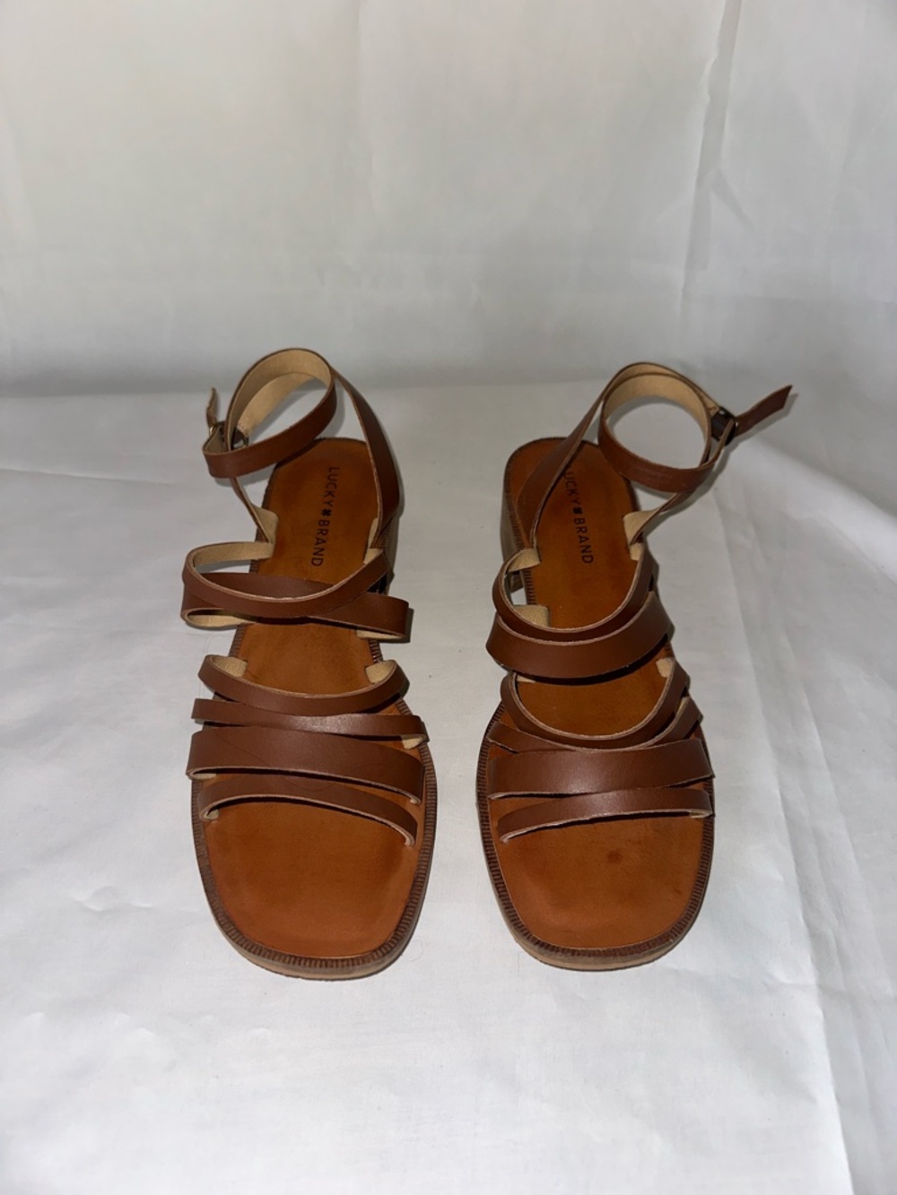 Leather Lucky Brand Brown Multi-Strap Women's Sandals